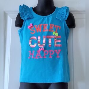 2/$10 - Girl's Embroidered Eyelet Flutter Sleeve Top With Bow Embellishments